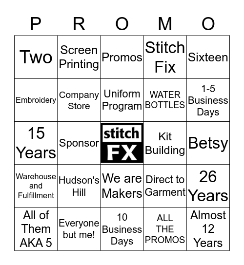 Stitch FX PROMO Bingo Card