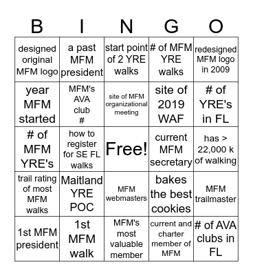 Happy 30th Anniversary MFM! Bingo Card