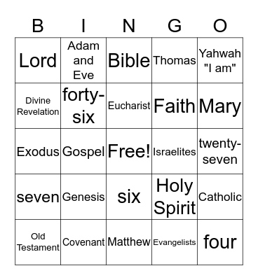 Basic Bible Bingo Card
