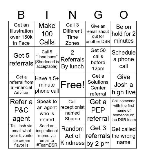 Happiness Happens DSR Bingo! Bingo Card