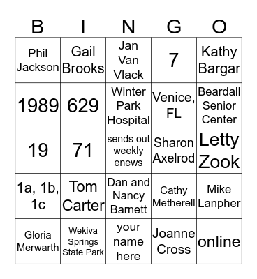 MFM call list Bingo Card