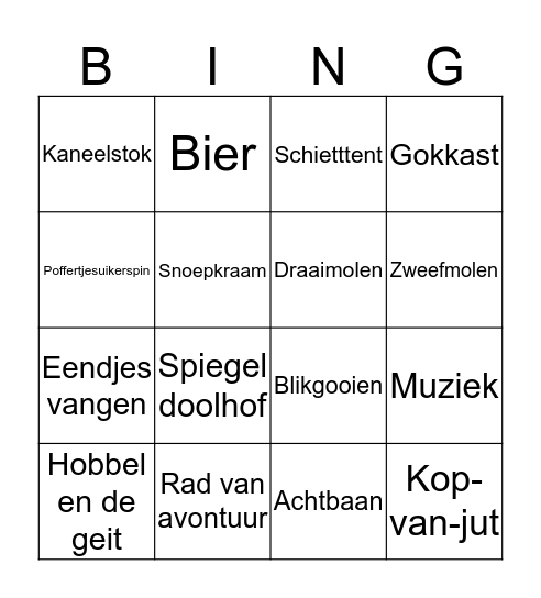Kermis Bingo Card