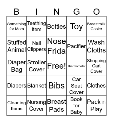Baby Bingo Card