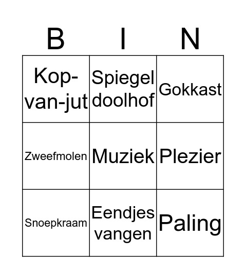 Kermis Bingo Card