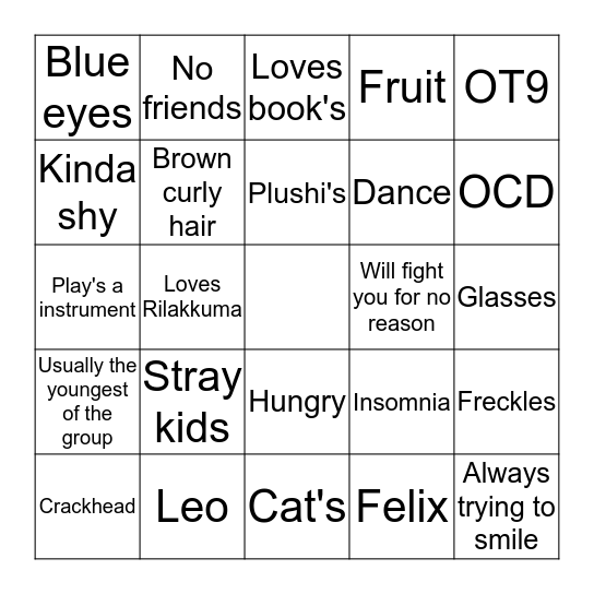 How similar are you to @UWUFELX_ Bingo Card