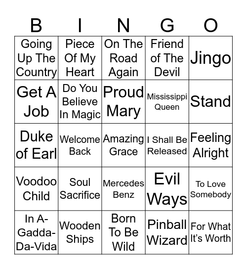 Music Bingo WE2019-8 Bingo Card