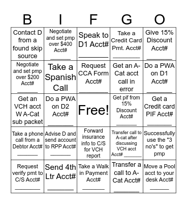 B-CAT Bingo Card