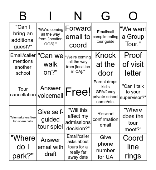 OH BINGO Card