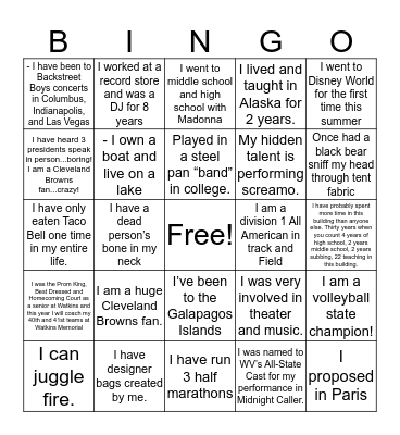 Meet the Teacher BINGO Card