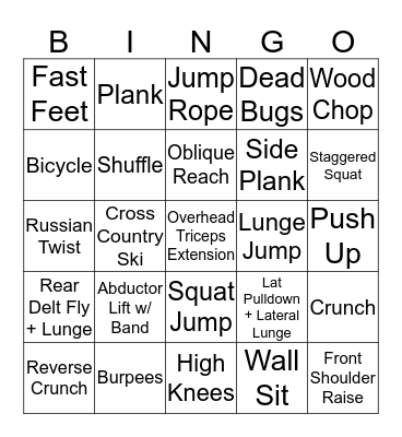 Body Back Finale Bingo Card