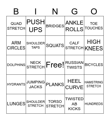 FITNESS BINGO Card