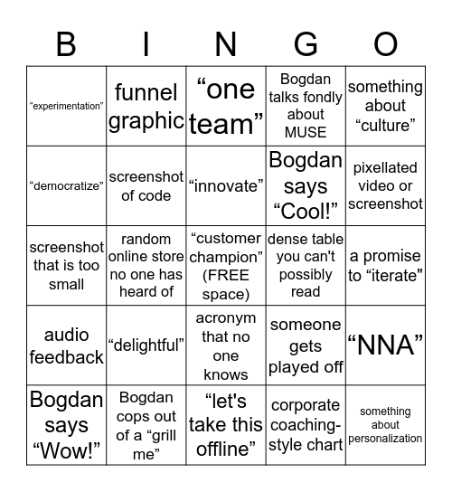 Bodgan Demo Bingo Card