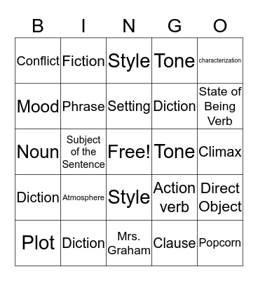 Vocabulary Bingo Card