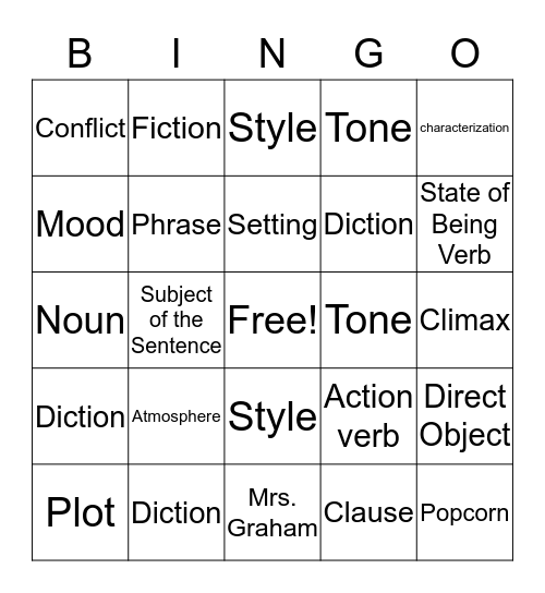 Vocabulary Bingo Card