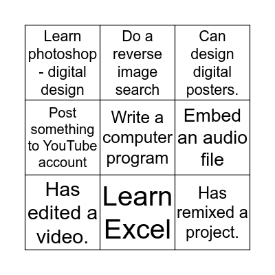 Now - Digital Literacy Habits Knowledge Bingo Card