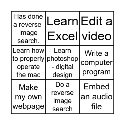 Digital Age Learner habits Bingo Card