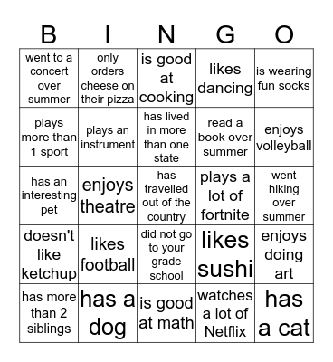 Find Someone Who... Bingo Card