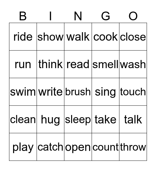 Actions 2 Bingo Card