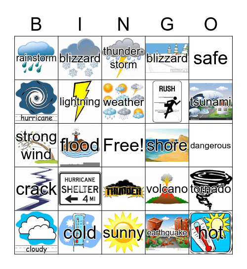 Severe Weather Bingo Card