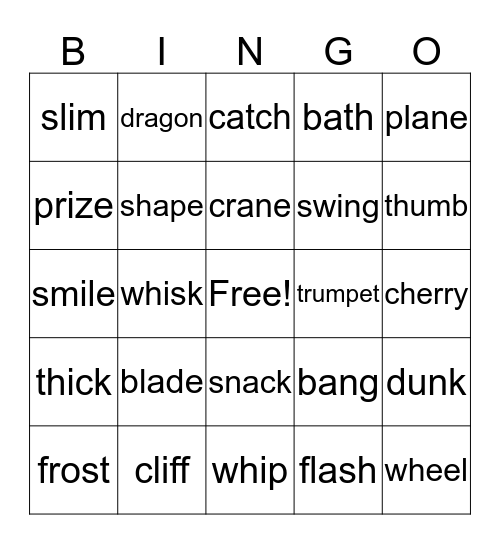 Smart Phonics 4 Bingo Card