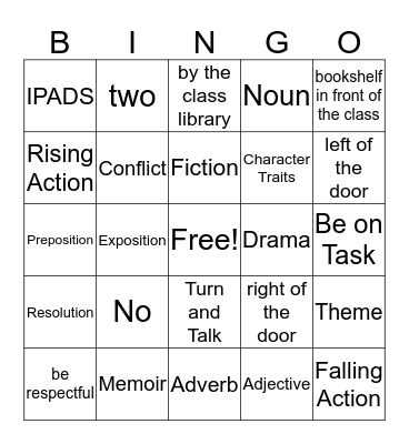 Classroom Rules and Unit 1 Bingo Card