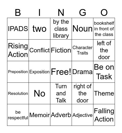Classroom Rules and Unit 1 Bingo Card