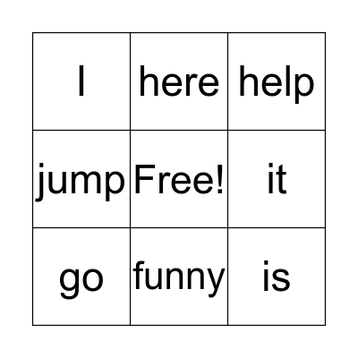 Dolch List 2 Bingo Card