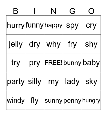 Y Rule Bingo Card