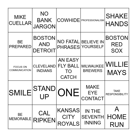 OPENING DAY! Bingo Card