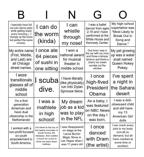 ASAP Bingo Card
