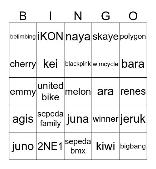 bingo bersama juno Bingo Card