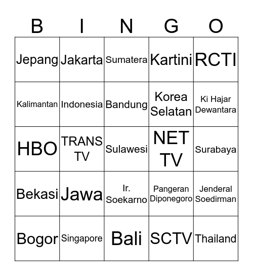 YUGI GANTENG Bingo Card