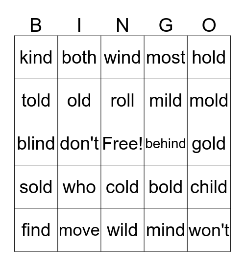 Level 2 Lesson 29 Bingo Card