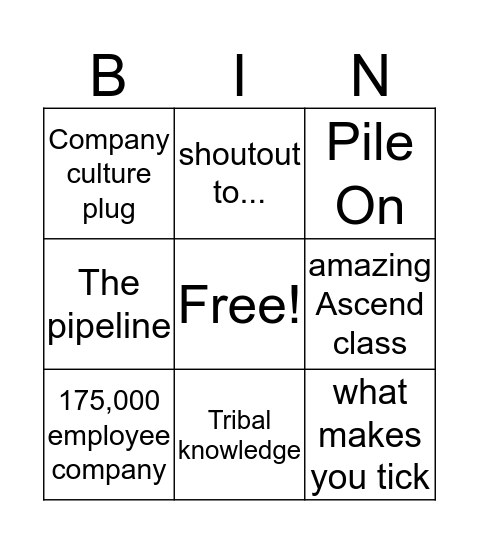 Q&A Session Bingo Card