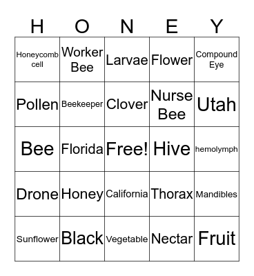 Bee I N G O Bingo Card