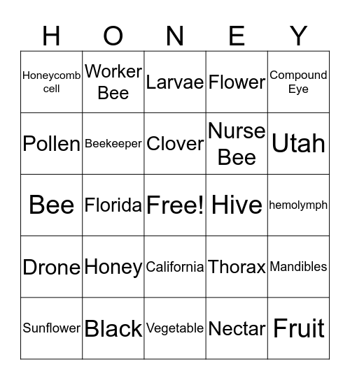 Bee I N G O Bingo Card