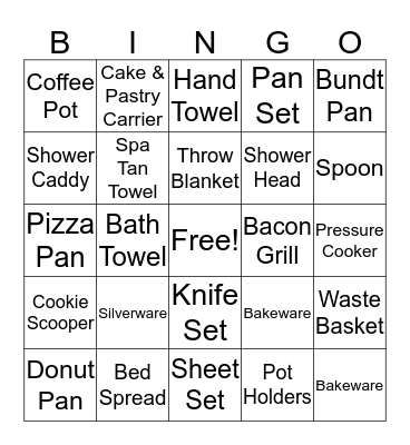Bridal Shower Bingo Card