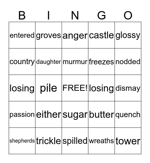 McGuffey 3 Sight Words Bingo Card