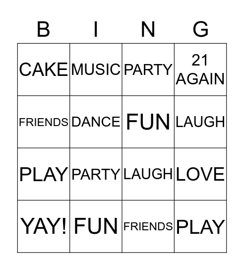 CELEBRATE Bingo Card