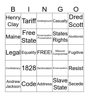 The Nation Divided Bingo Card