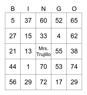 Bridal Bingo Card