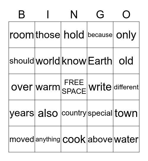 SIGHT WORD Bingo Card