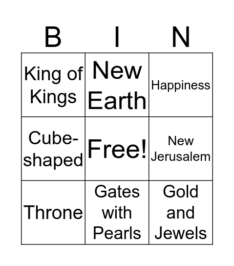 Heavenly Bingo Card