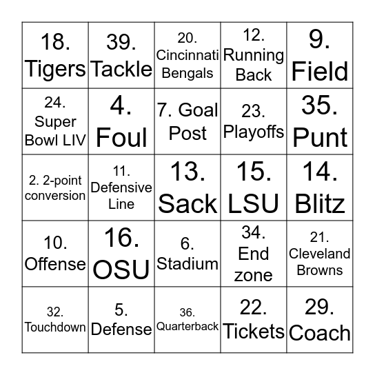 WIN August Tailgate BINGO Card