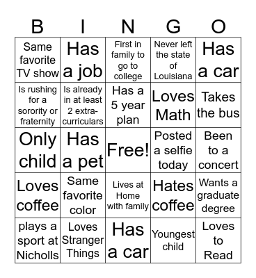 Find Someone Who Bingo Card