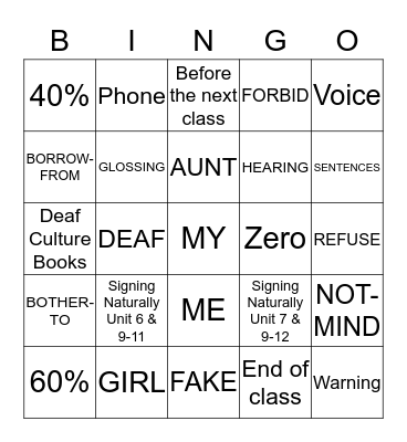 ASL 3 Bingo Card