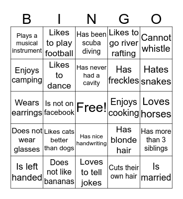 Person Bingo Card
