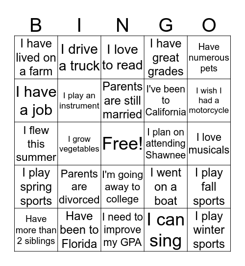 Students - Who do you know Bingo Card