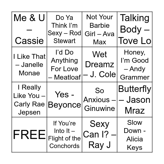 Consent Singo - Titles Bingo Card