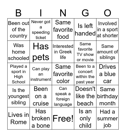 LC Get to Know You Bingo Card